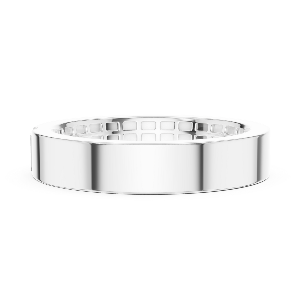  White Gold Single Baguette Flat Band for Him Angle View