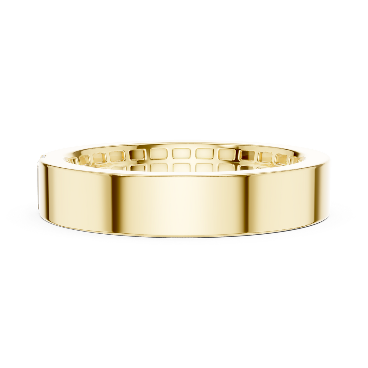  Gold Single Baguette Flat Band for Him Angle View