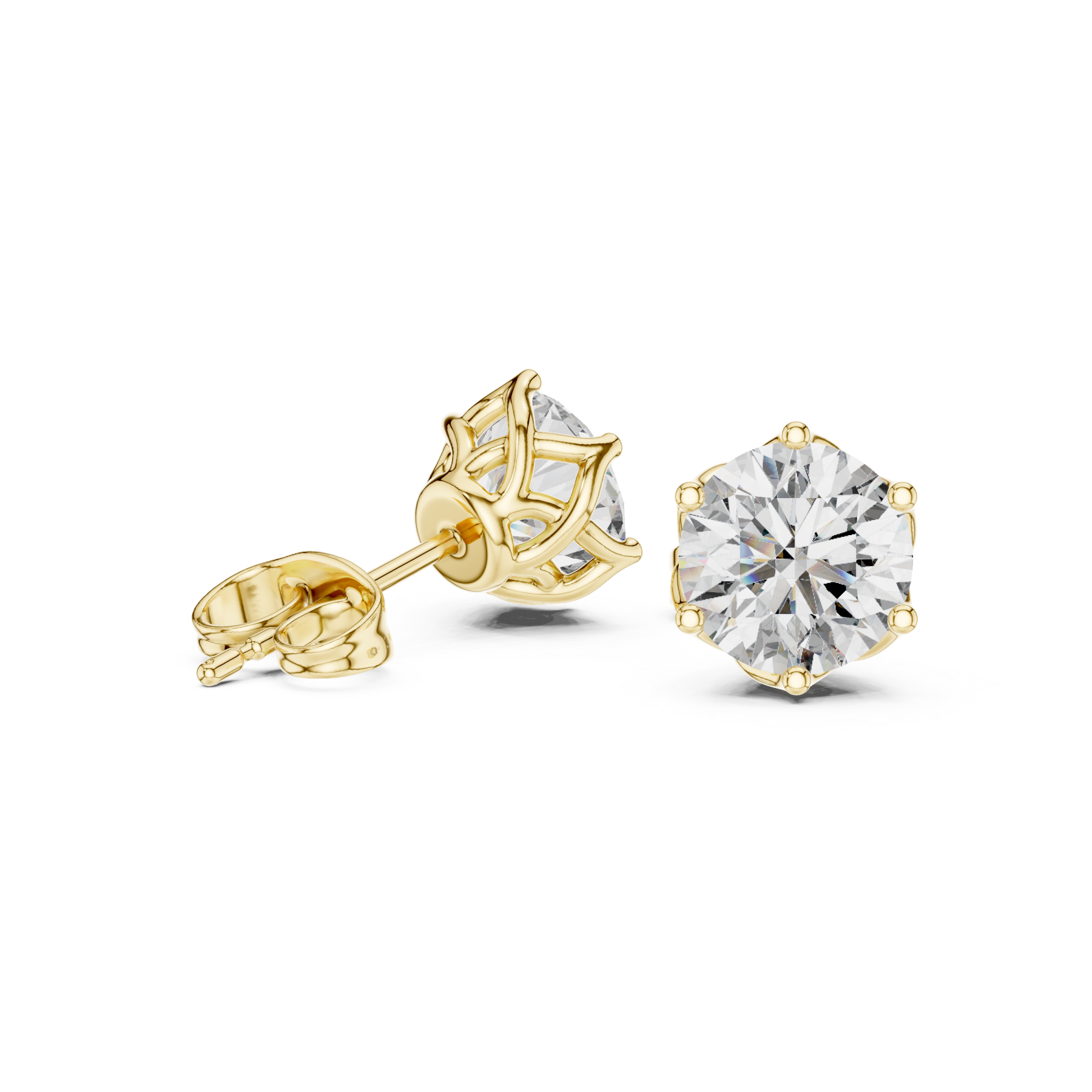 Six-Prong Round Crown Studs