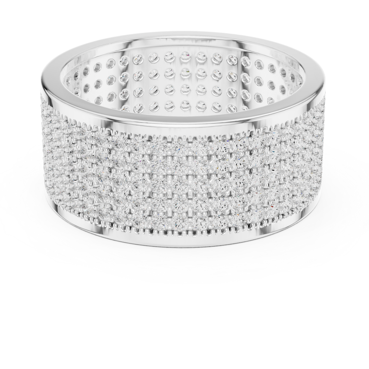  White Gold Six-Row Pave Cigar Band for Him Detail View