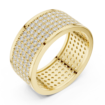 Gold Six-Row Pave Cigar Band for Him Front View