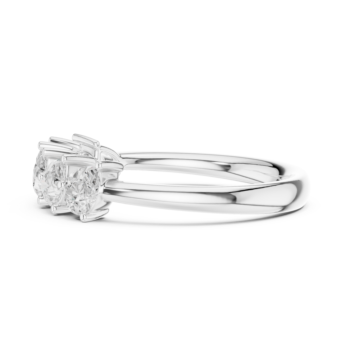 Slanted pear half eternity band white gold angle view