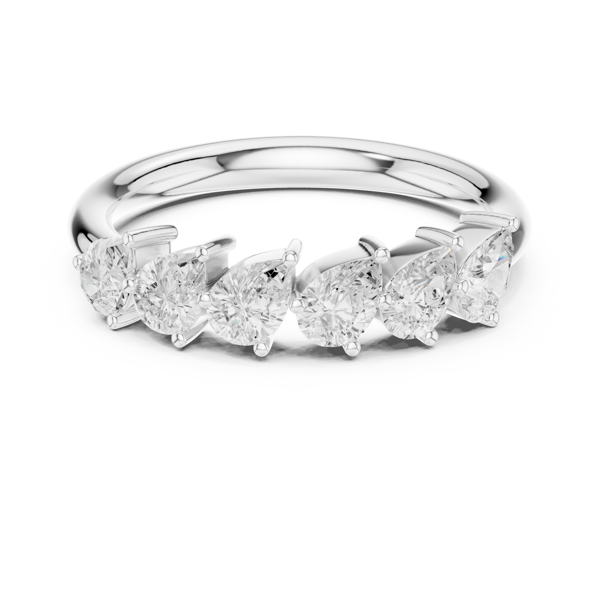 Slanted pear half eternity band white gold detail view