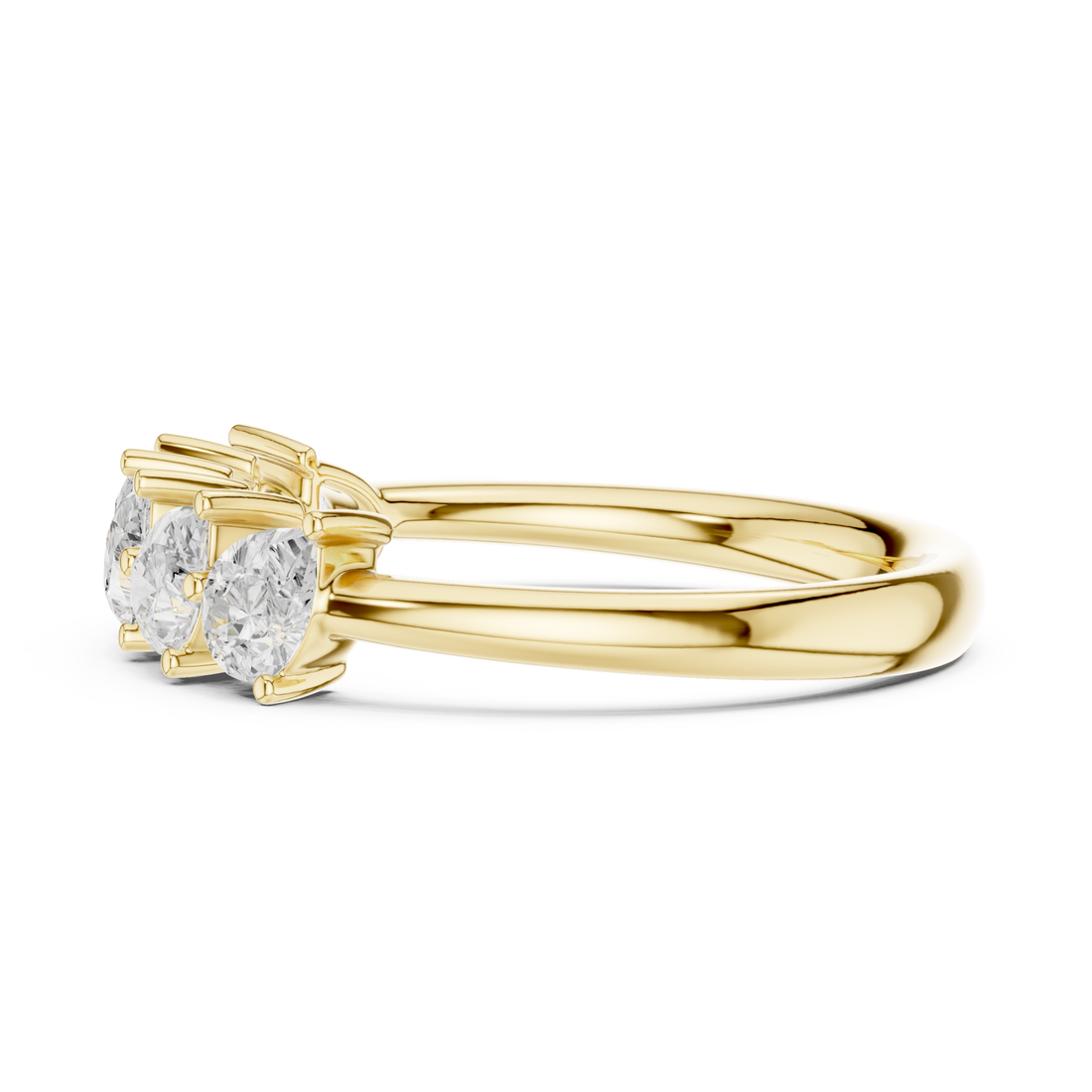 Slanted pear half eternity band yellow gold front view