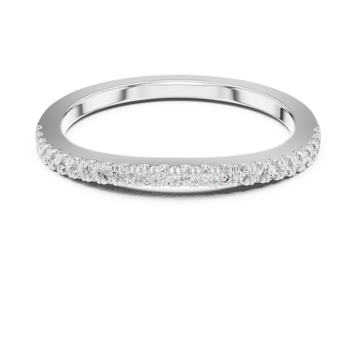 Slim french pave half band white gold detail view