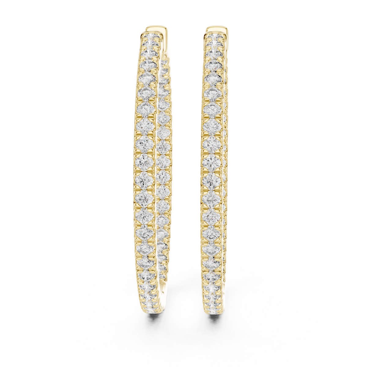  Gold Slim Inside-Out Pave Hoops Side View
