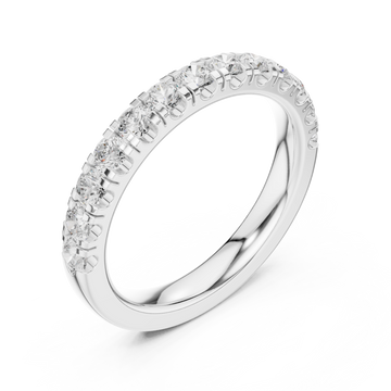 Small french pave half eternity band white gold front view