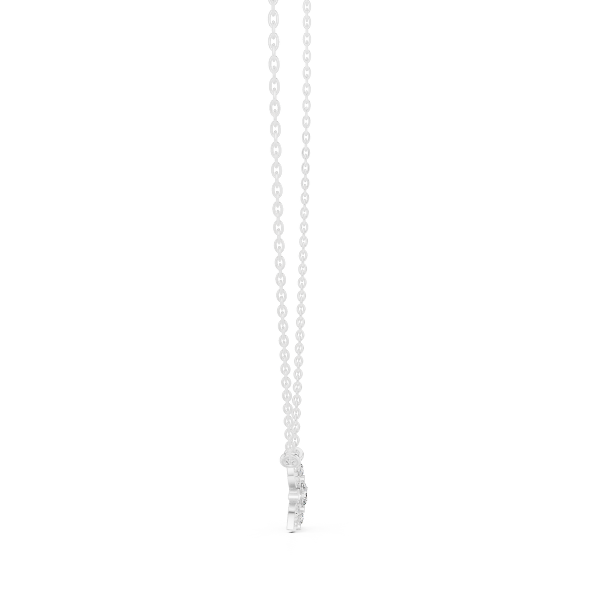 Snowflake cluster pendant white gold side view