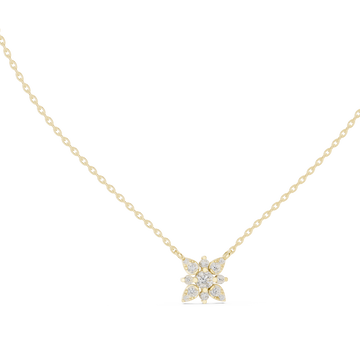 Snowflake cluster pendant yellow gold front view