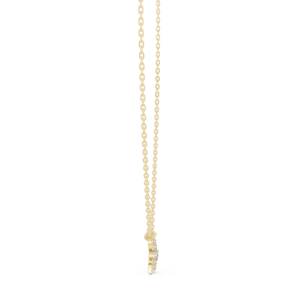 Snowflake cluster pendant yellow gold side view
