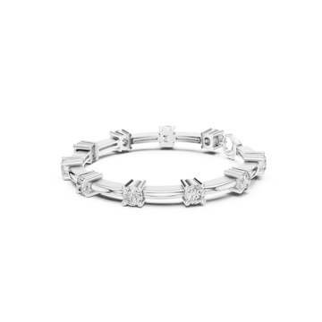  White Gold Spaced Round Station Bracelet Front View