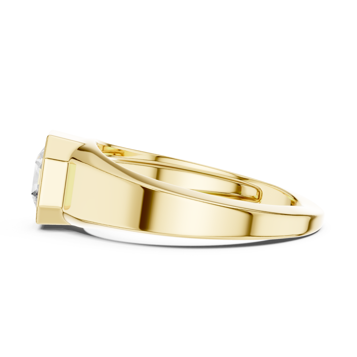  Gold Square Radiant Bezel Knife-Edge Ring for Him Angle View