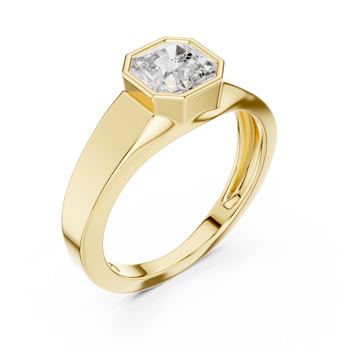 Gold Square Radiant Bezel Knife-Edge Ring for Him Front View