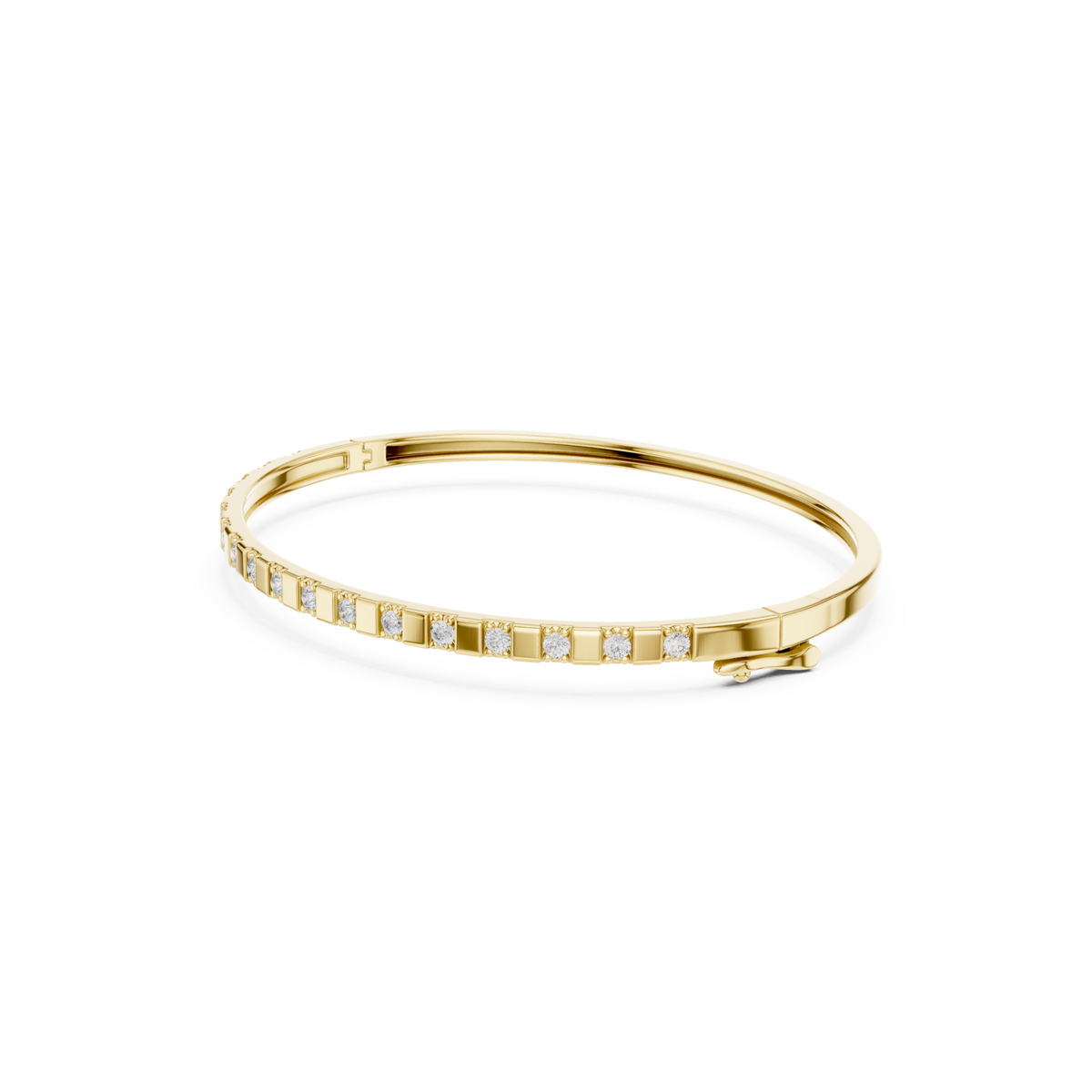 Gold Square Station Round Bangle Front View