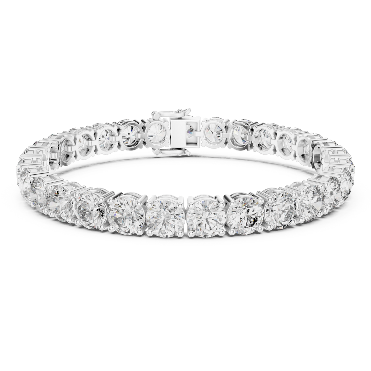  White Gold Statement Round Tennis Bracelet Detail View