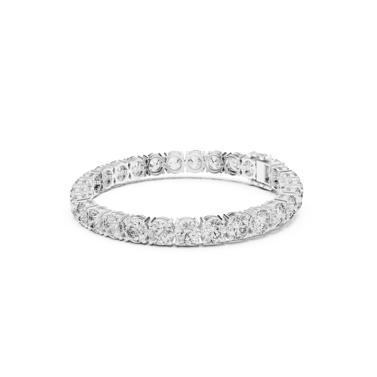  White Gold Statement Round Tennis Bracelet Front View