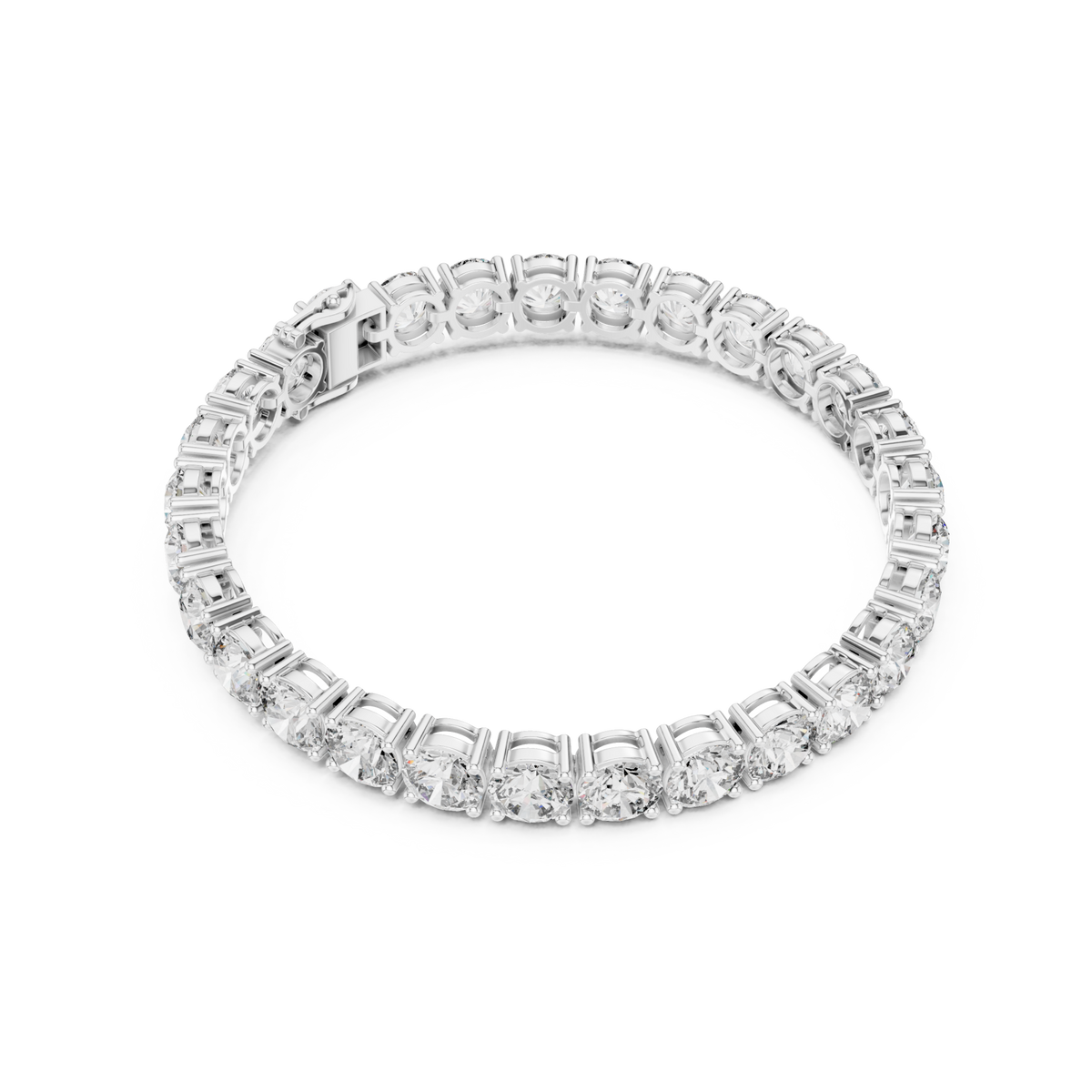  White Gold Statement Round Tennis Bracelet Side View