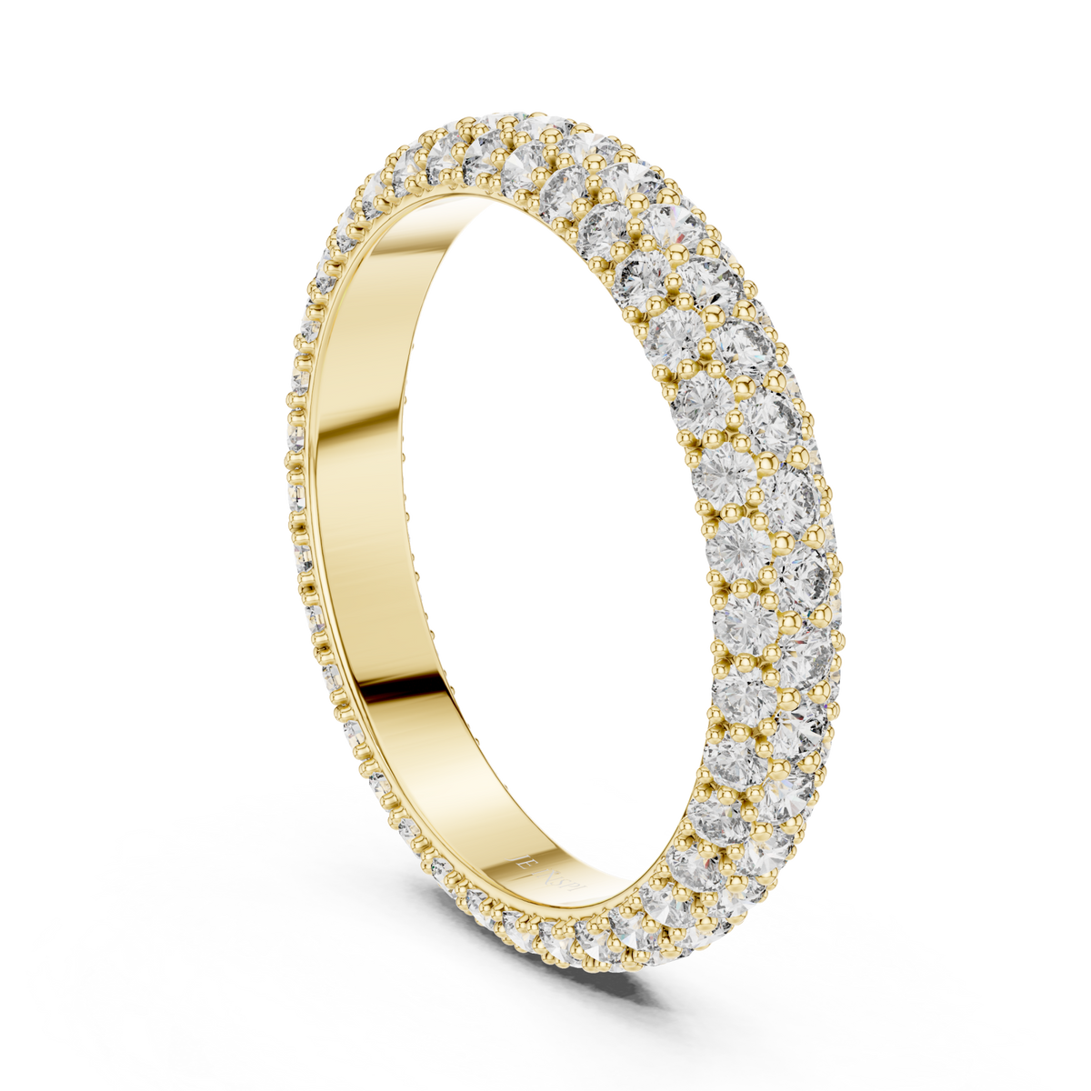  Gold Wide Three-Row Pave Dome Eternity Band Left View