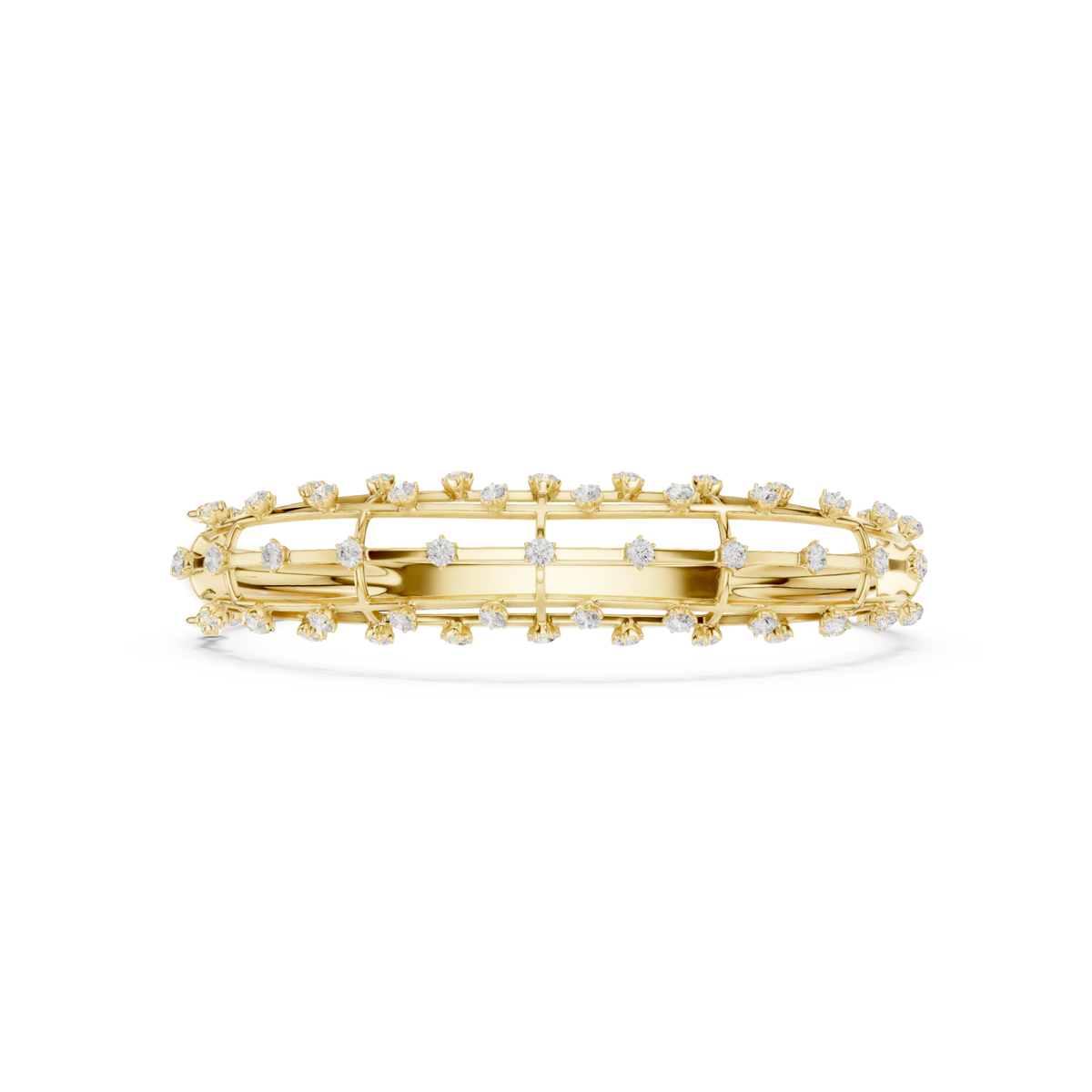  Gold Three-Row Scatter Round Bangle Detail View