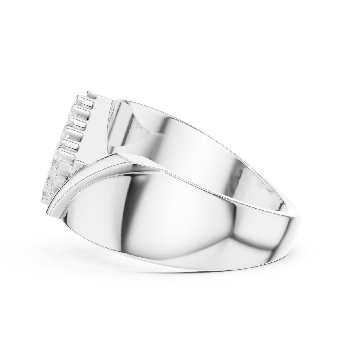  White Gold Tilted Grid Diamond Cluster Ring for Him Angle View