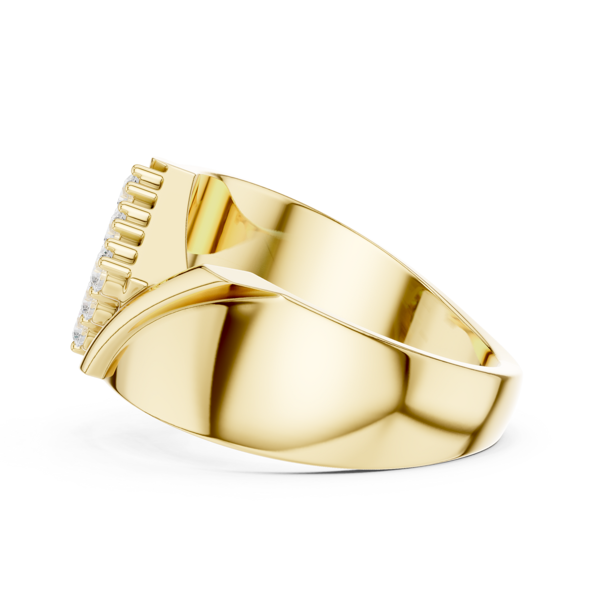  Gold Tilted Grid Diamond Cluster Ring for Him Angle View