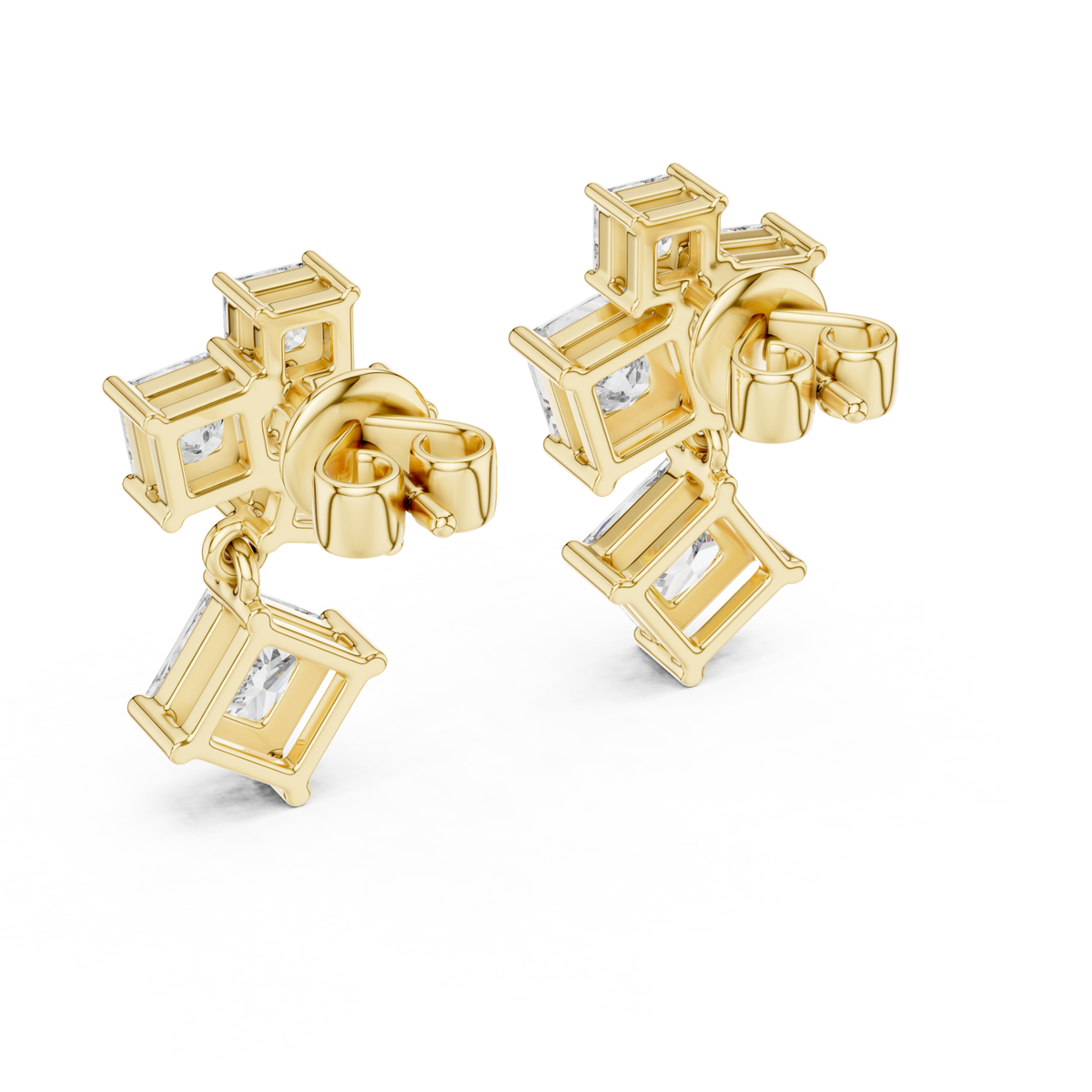  Gold Tilted Princess Cascade Drops Side View