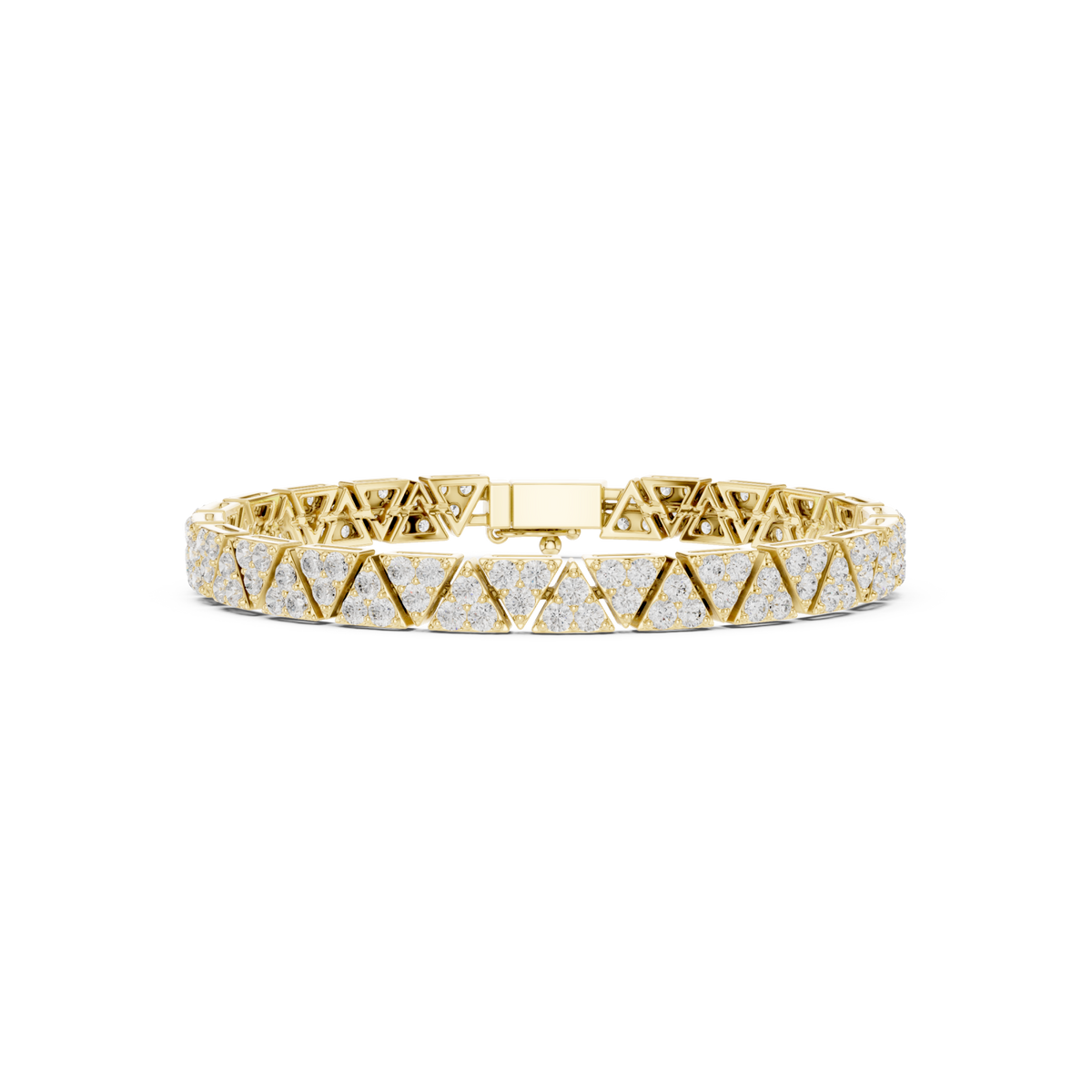  Gold Triangle Cluster Tennis Bracelet Detail View