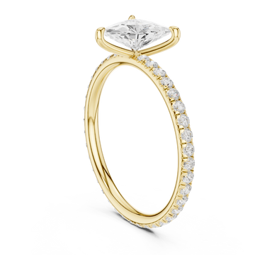 Gold Trillion Four-Prong Pave Engagement Ring Right View
