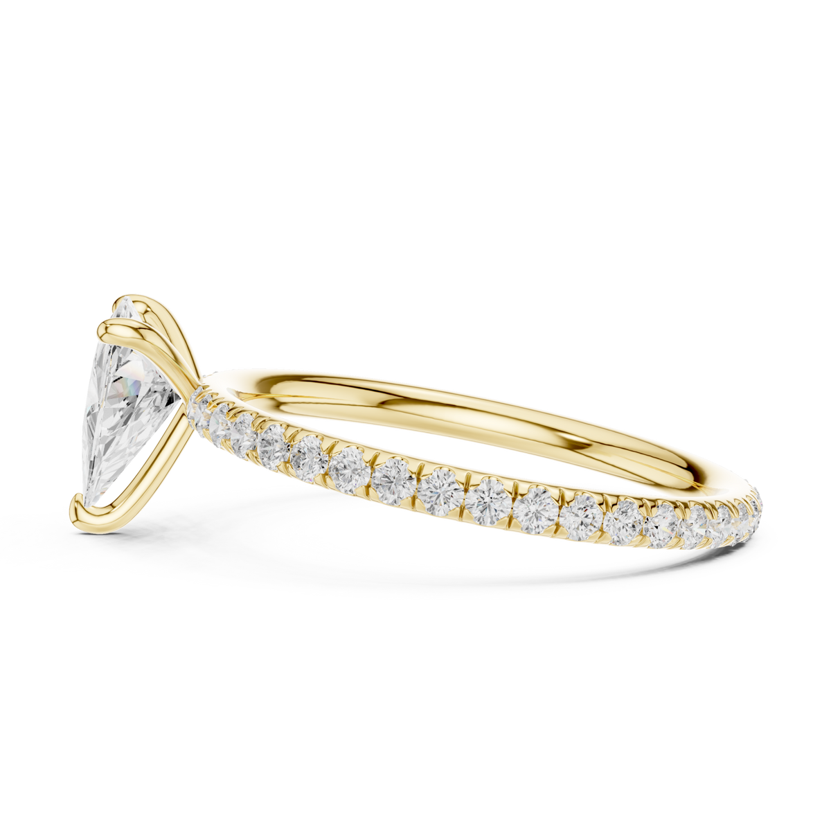  Gold Trillion Four-Prong Pave Engagement Ring Left View