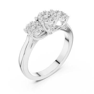 Trilogy diamond cluster ring white gold front view