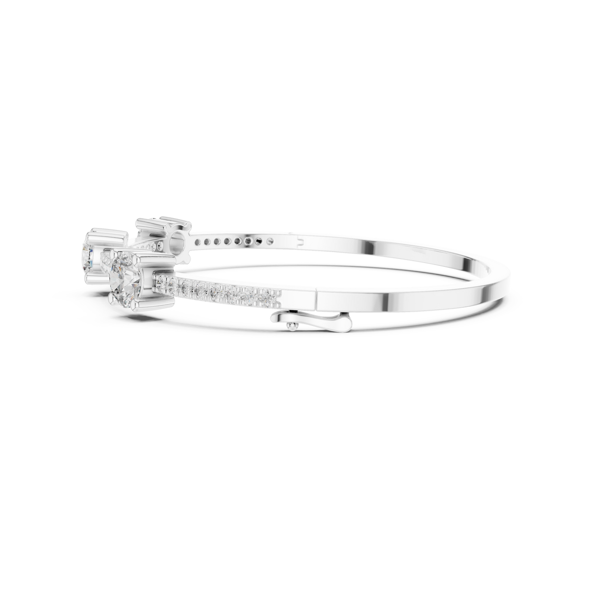  White Gold Trio Pave Bangle Angle View
