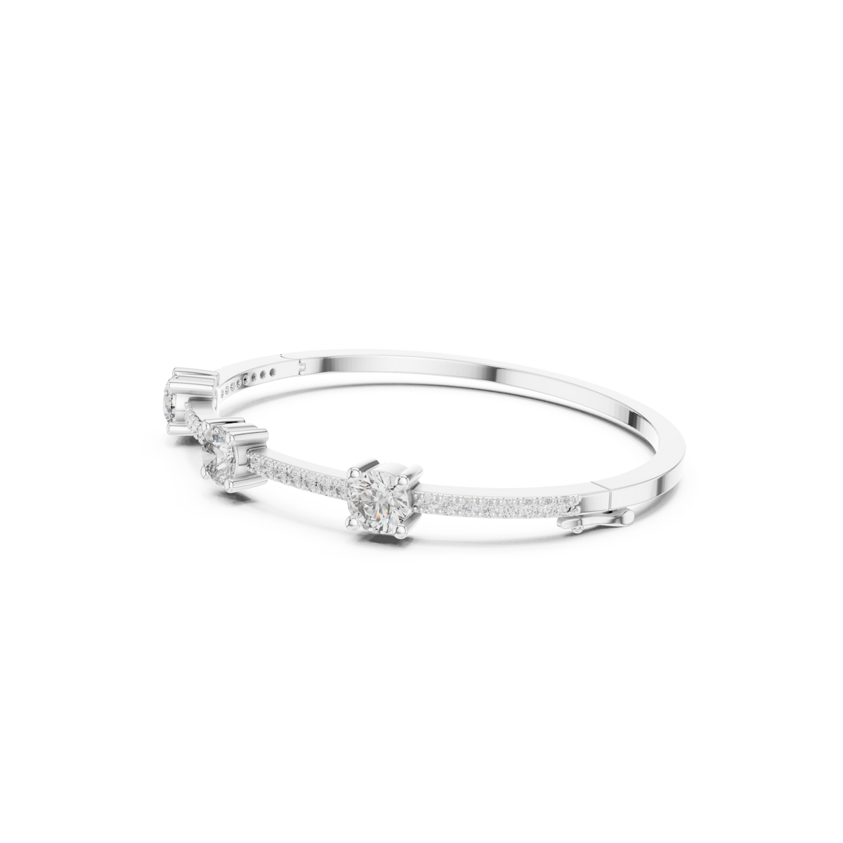  White Gold Trio Pave Bangle Front View