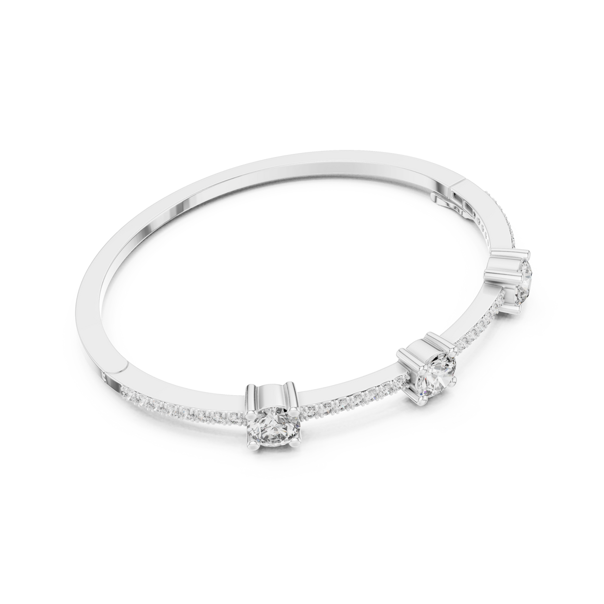  White Gold Trio Pave Bangle Side View