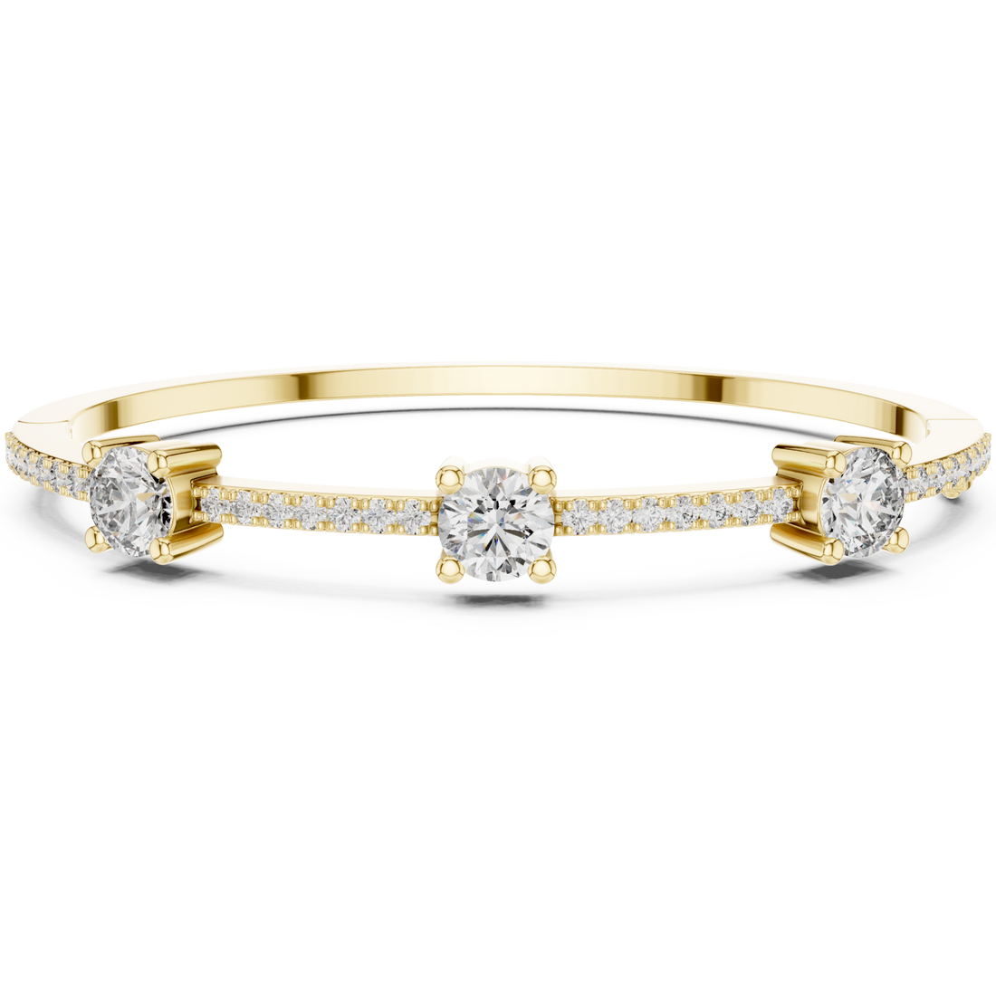 Gold Trio Pave Bangle Front View
