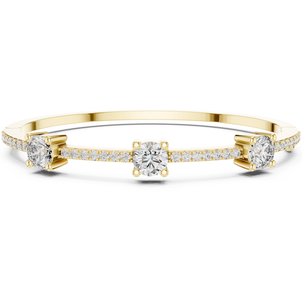  Gold Trio Pave Bangle Detail View