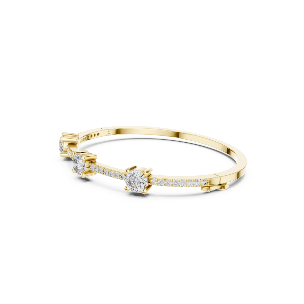Gold Trio Pave Bangle Front View
