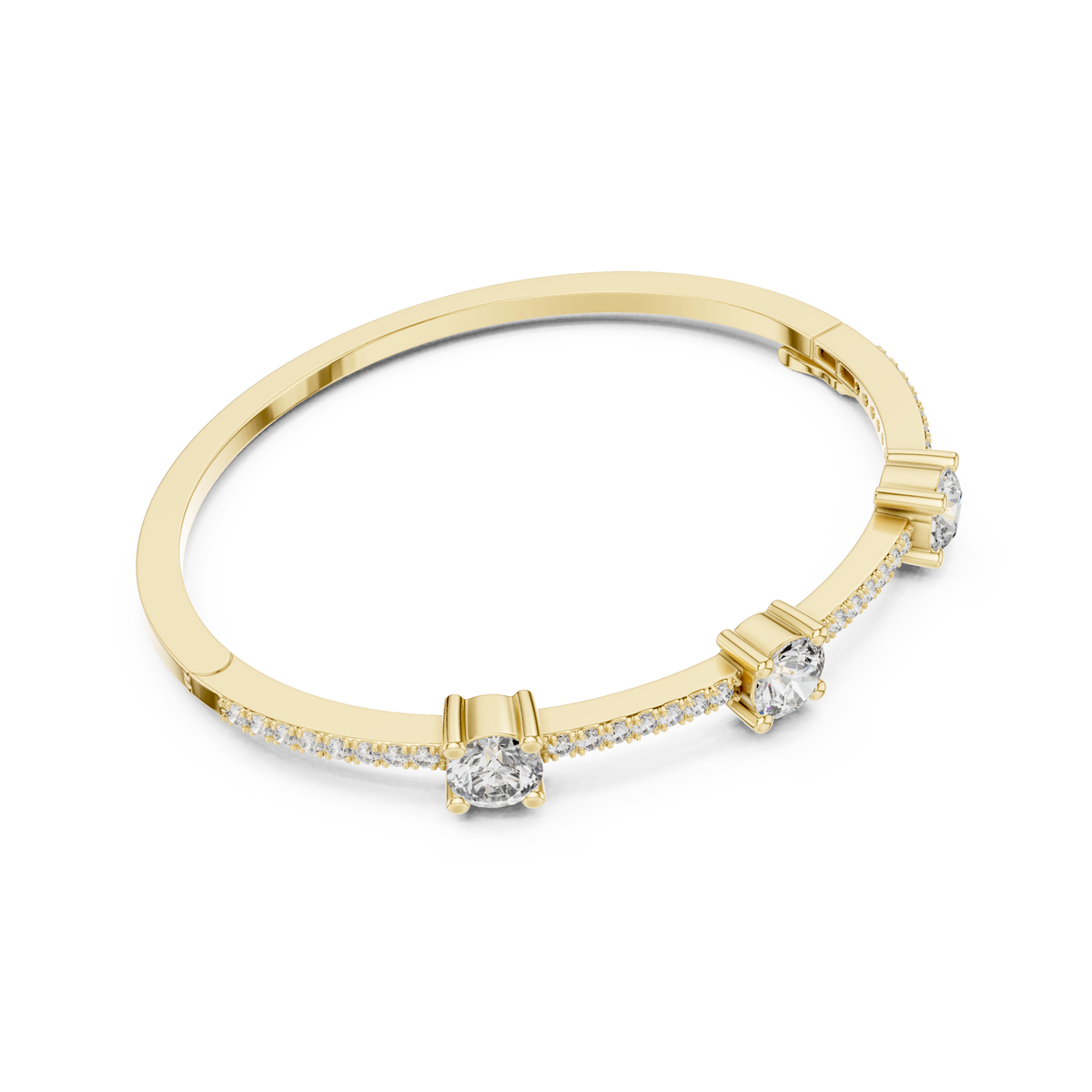  Gold Trio Pave Bangle Side View