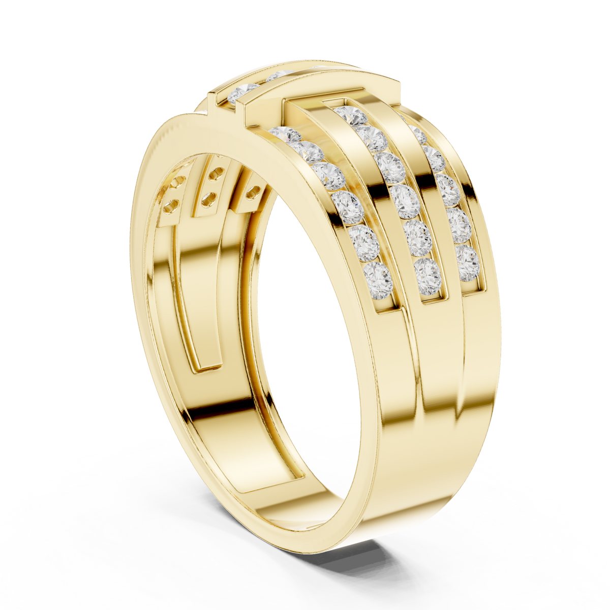  Gold Triple Channel Bar Band for Him Side View