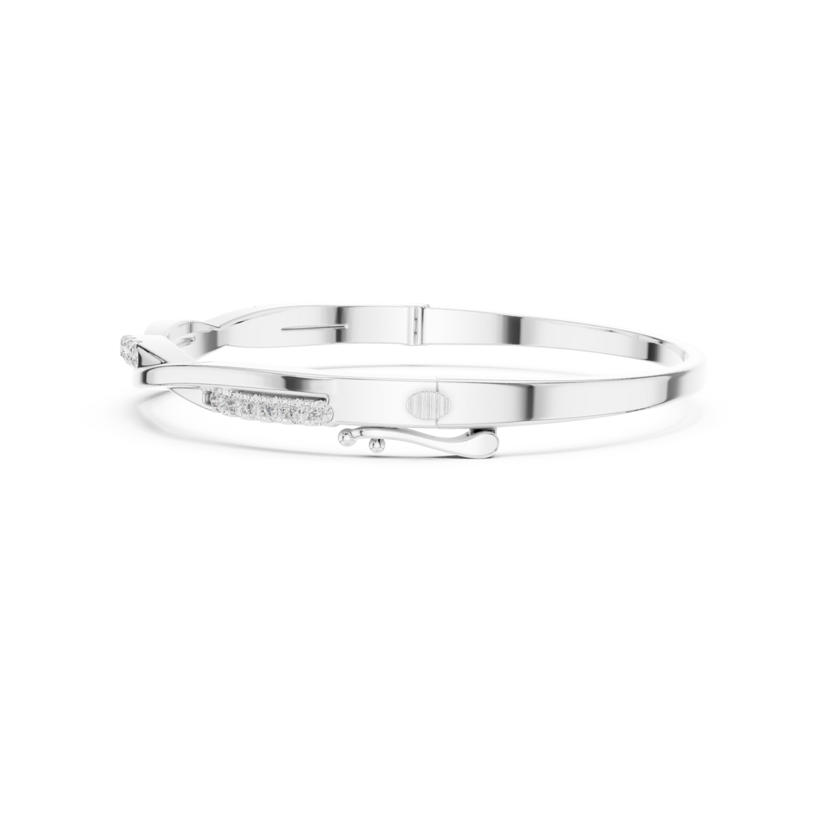  White Gold Twist Pave Bangle Angle View