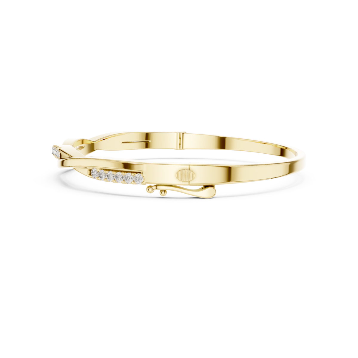  Gold Twist Pave Bangle Angle View