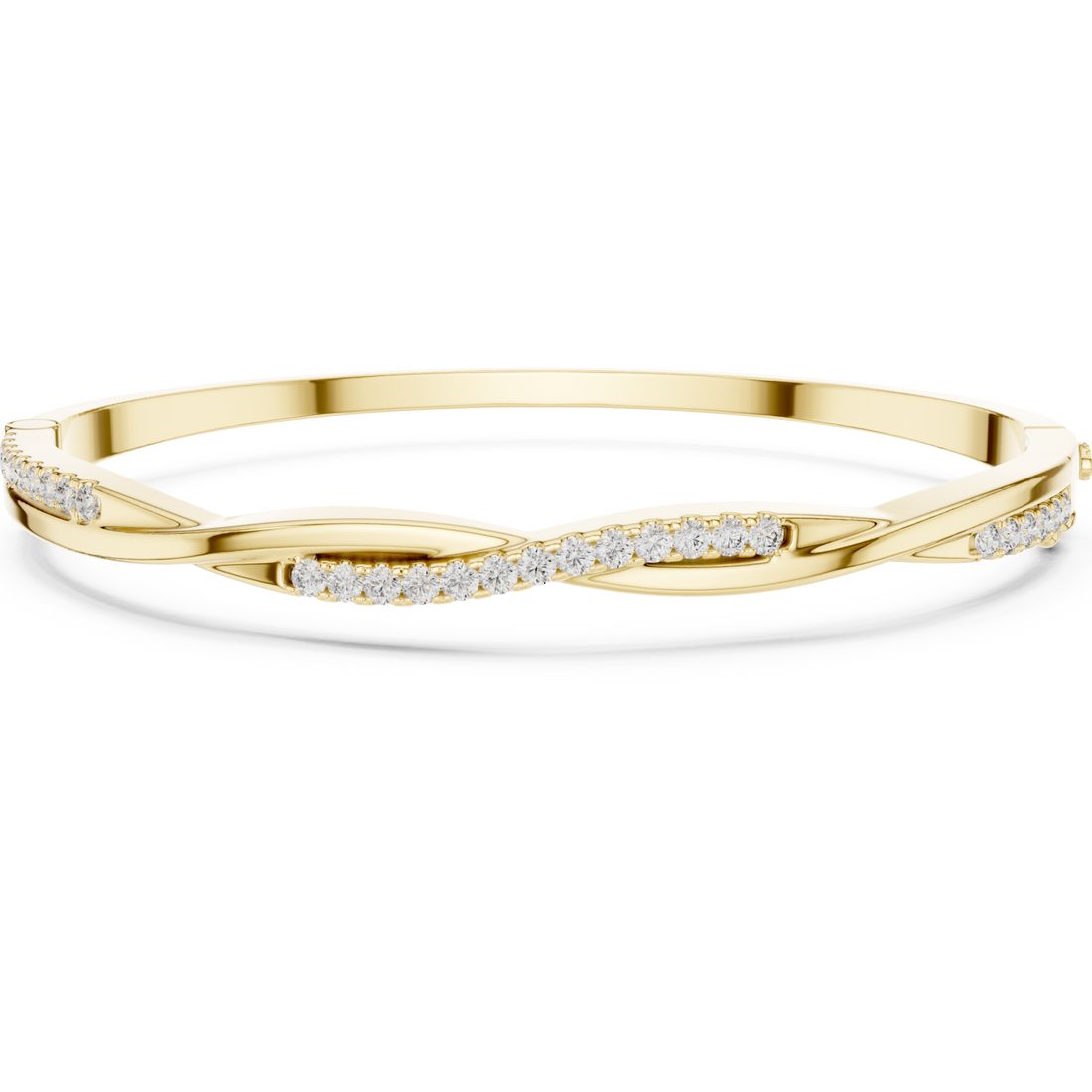 Gold Twist Pave Bangle Front View