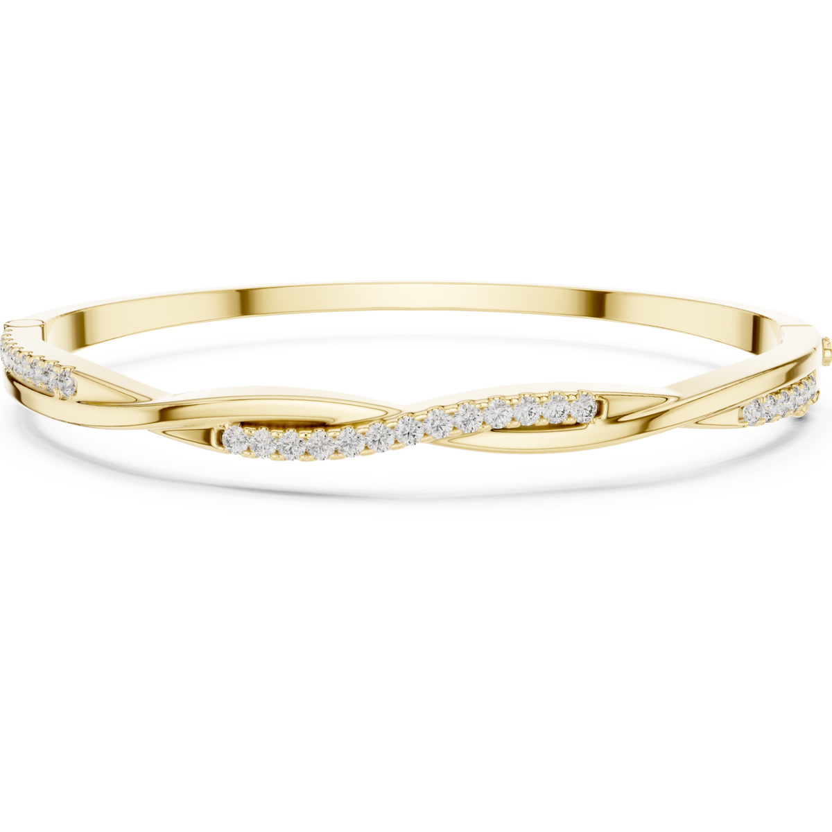  Gold Twist Pave Bangle Detail View