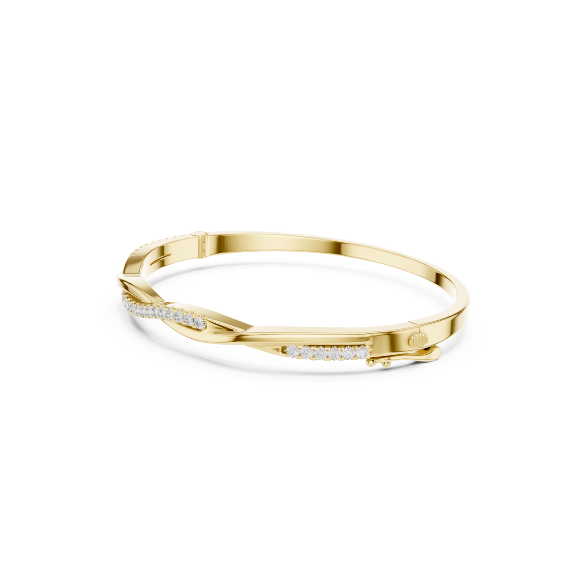 Gold Twist Pave Bangle Front View