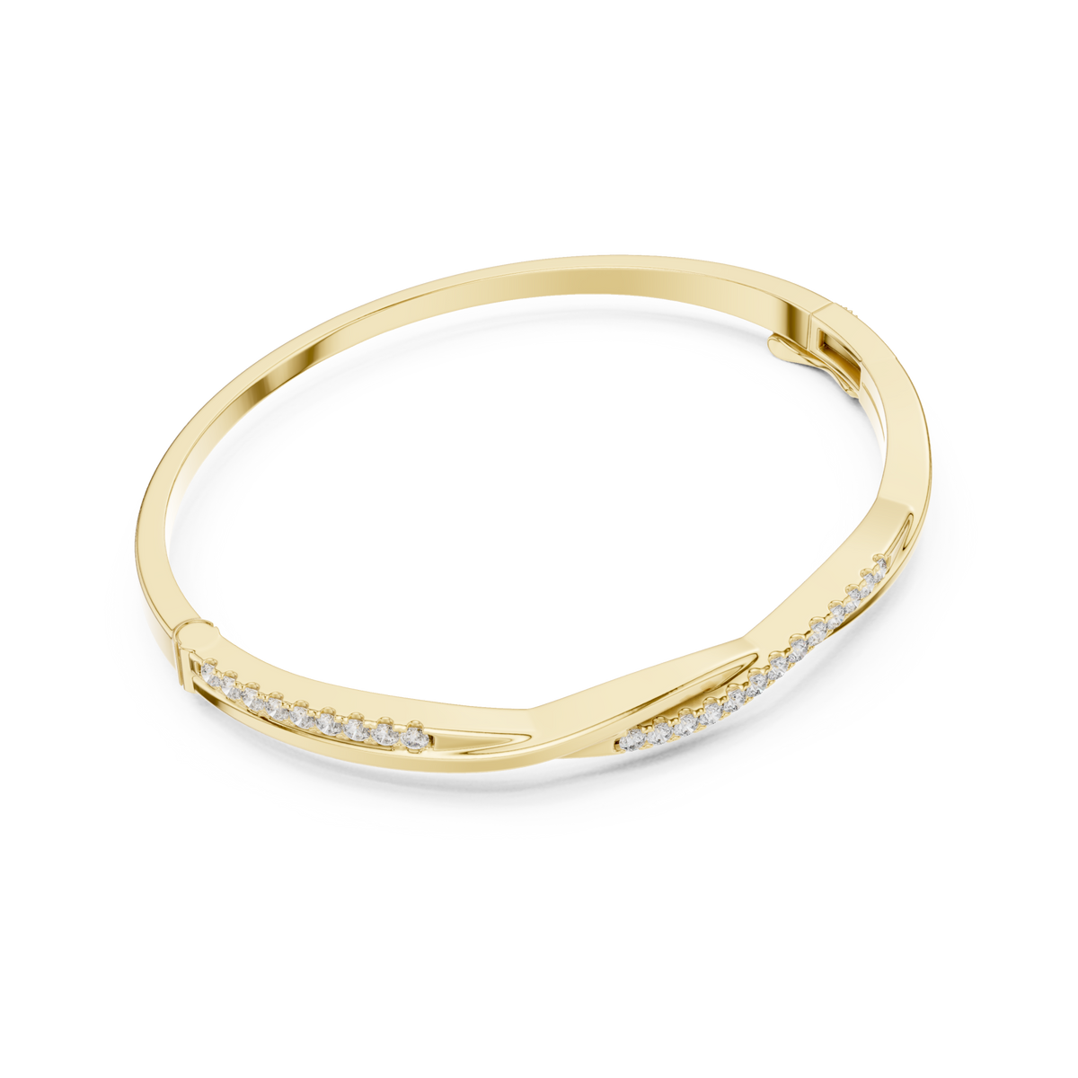  Gold Twist Pave Bangle Side View