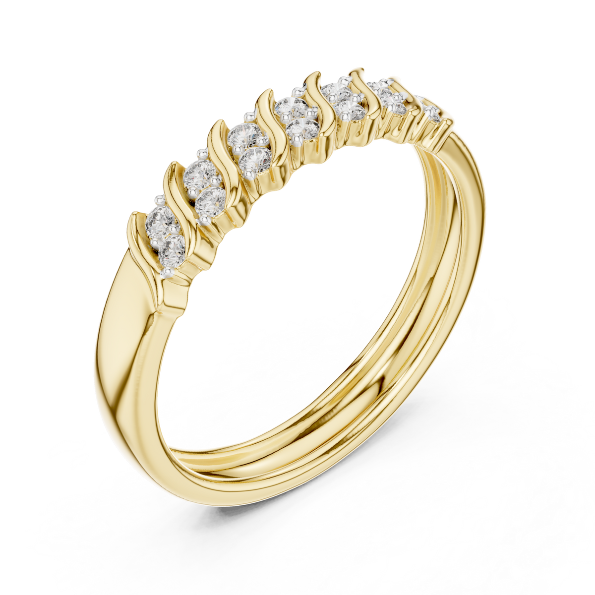 Gold Twisted Vine Stackable Band Front View