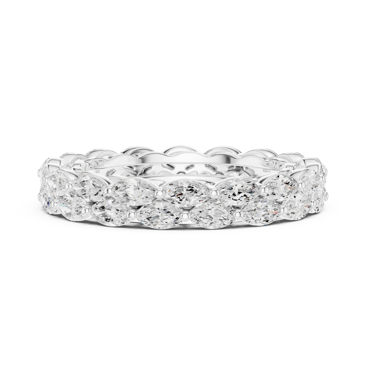 Two-row marquise eternity band white gold angle view