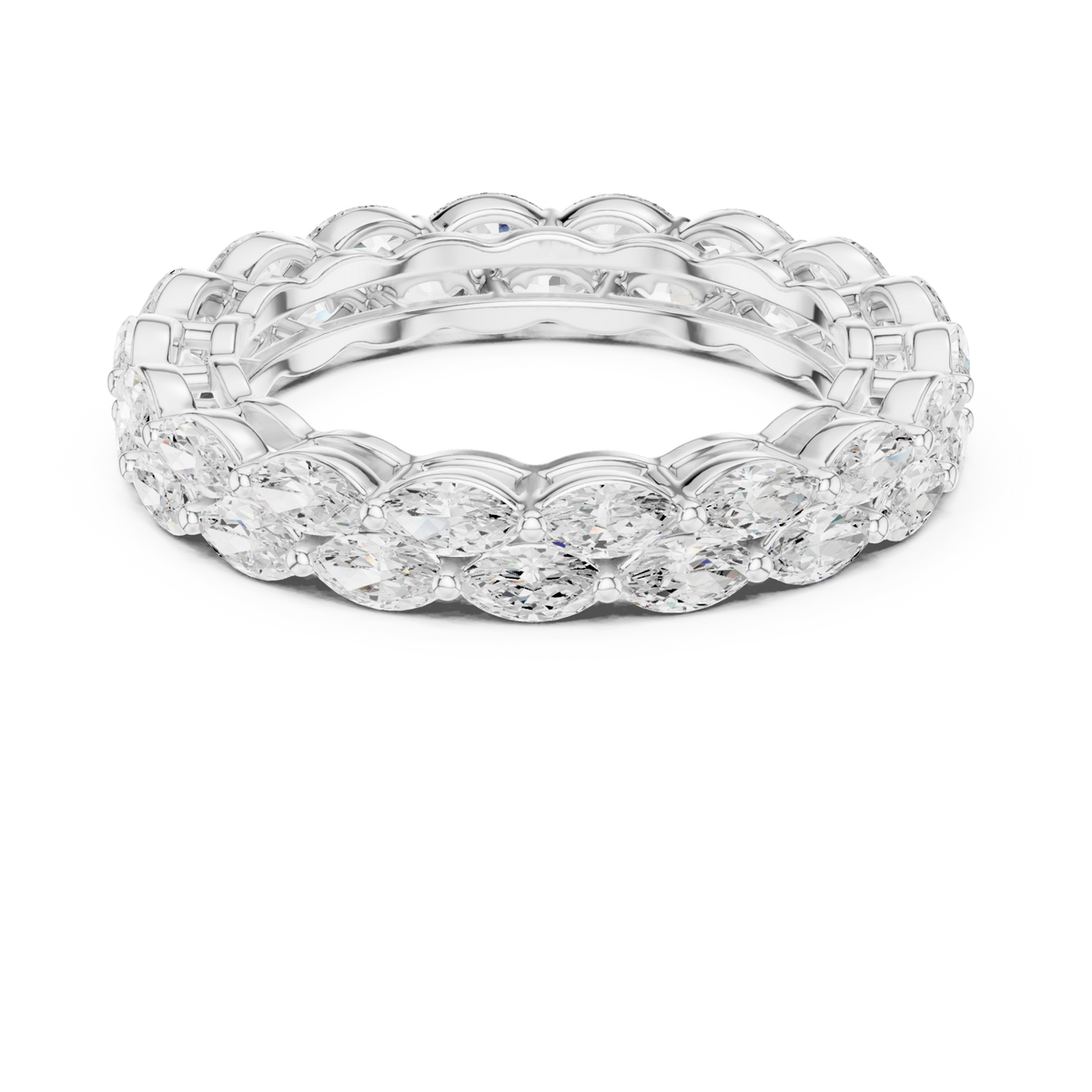 Two-row marquise eternity band white gold detail view