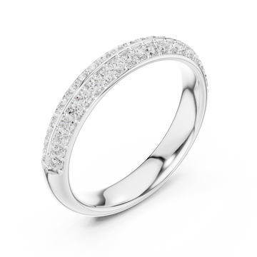 Two-row pave dome band white gold front view