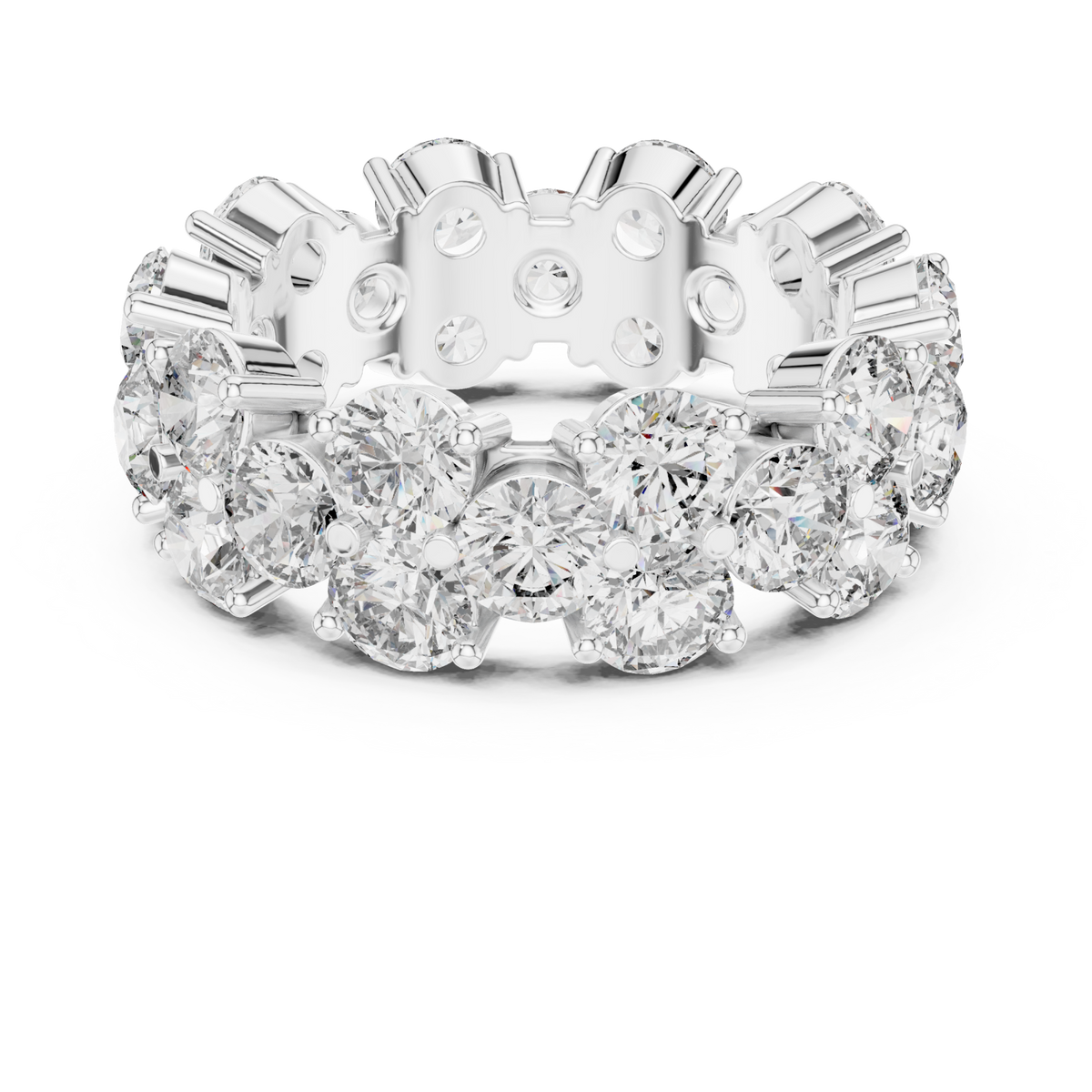 Two-row staggered round eternity band white gold detail view