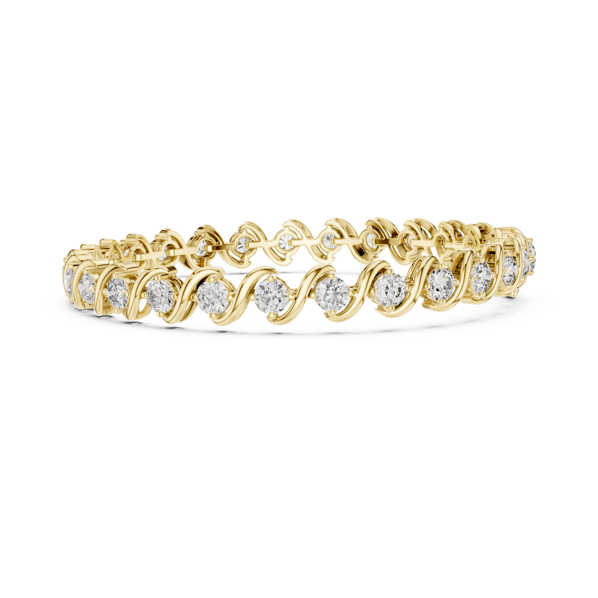  Gold Wave-Link Round Bracelet Angle View